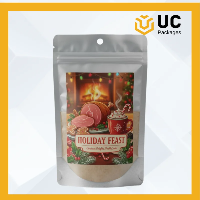 mylar vacuum seal bags with christmas food printing